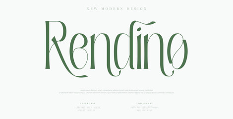 Rendino Classy elegant font, vintage type or luxury premium typeface, vector English royal alphabet. Classic typography in modern or old art deco style, serif letters for modern or retro poster font