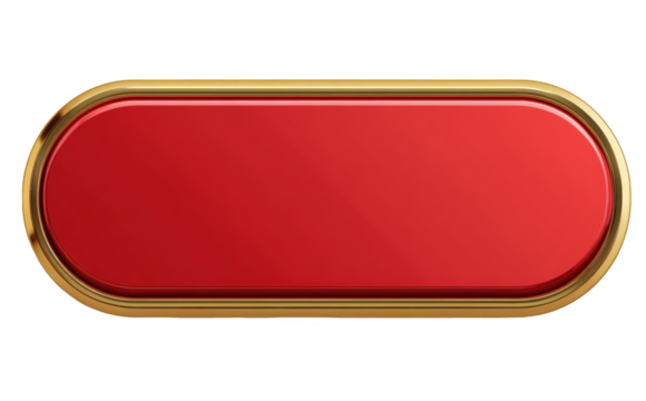 Red oval button with gold frame