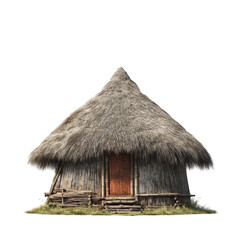 A round, thatched hut