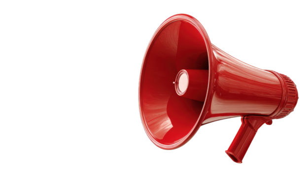 Red megaphone against black background