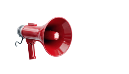 Red megaphone on black background