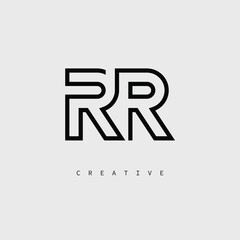 RR Creative Letter Logo – Minimal Line Monogram in Black Outline for Modern Branding Identity Design.