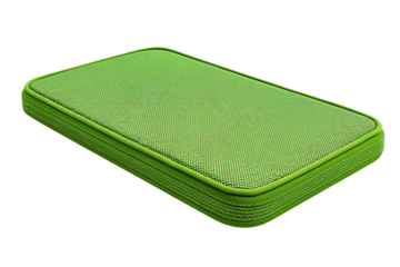 A garden kneeling pad made of thick EVA foam with carry slot and beveled edges, isolated on transparent background.

