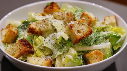 Delicious caesar salad with croutons and parmesan cheese recipe for healthy eating and lunch ideas