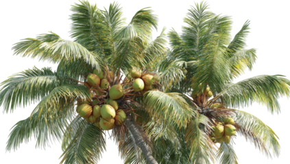 Tropical coconut palm with coconuts