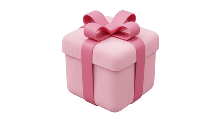 Elegant pink gift box with matching ribbon and bow, isolated on white backdrop