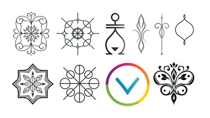 set ornamental element vector icon