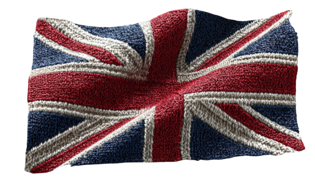 Knitted Union Jack flag waving