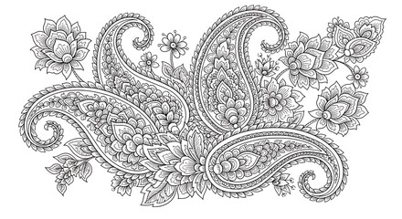Intricate Paisley Pattern with Floral Elements.