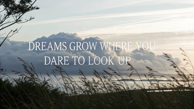 Inspirational landscape with motivational quote in soft natural light