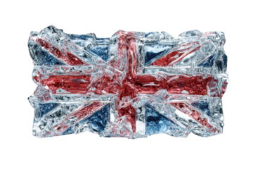 United Kingdom flag frozen in ice