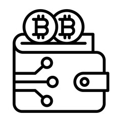 Bitcoin Wallet Line Vector Icon