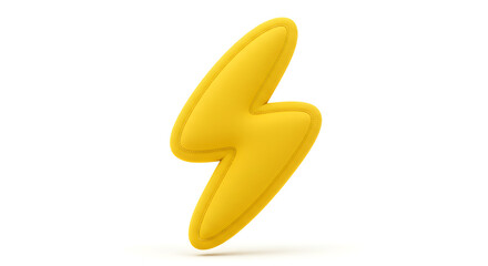 Isolated yellow cartoon style lightning bolt, energy symbol on white background