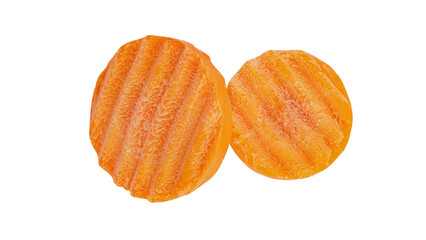 Sliced carrot on a white background