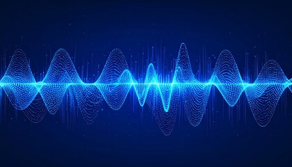 Abstract sound wave visualization in vibrant blue tones against a dark background