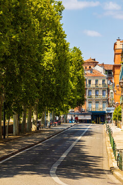 Quai de Tounis Lined with Plane Trees in the Carmes District of Toulouse