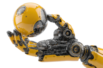 Robotic hand holding sphere