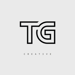 TG Creative Letter Logo – Minimal Line Monogram in Black Outline for Modern Branding Identity Design.