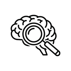 Brain Inquiry: An illustrative depiction of a human brain, intersected by a magnifying glass