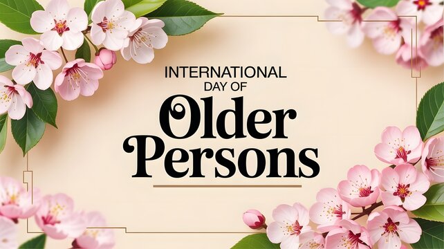 International Day of Older Persons Floral Banner Design  October 1 Awareness Template. Ai Gen - Powered by Adobe