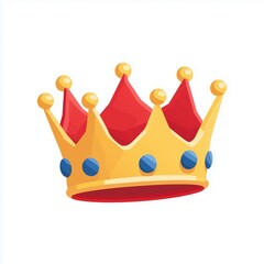 Crown icon,cartoon style,blue and gold colors,isometric illustration,white background,game design