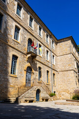 Stone Facade of the Former Convent of the Genovefains, Now the Town Hall of Saint-Antonin-Noble-Val