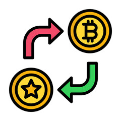 Token Exchange Line Color Vector Icon