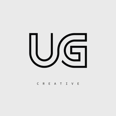 UG Creative Letter Logo – Minimal Line Monogram in Black Outline for Modern Branding Identity Design.