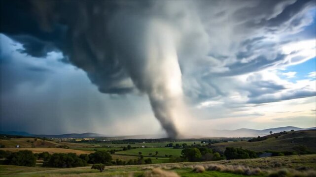 Powerful storm over rural landscape