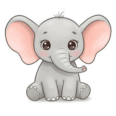 Fototapeta premium 귀여운 아기 코끼리 일러스트. 아기 코끼리 스티커 도안. 