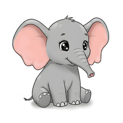 Obraz premium 귀여운 아기 코끼리 일러스트. 아기 코끼리 스티커 도안. 