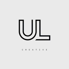 UL Creative Letter Logo – Minimal Line Monogram in Black Outline for Modern Branding Identity Design. © Mansura