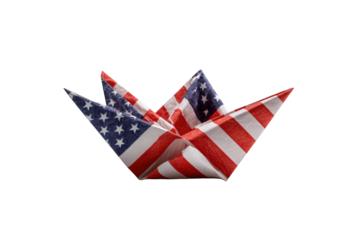 Folded American flag in a boat shape