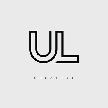 UL Creative Letter Logo &ndash; Minimal Line Monogram in Black Outline for Modern Branding Identity Design.
