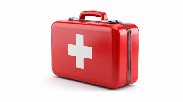 Red first aid kit isolated