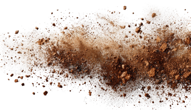 Abstract splatter of light and dark brown particles
