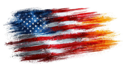 Artistic American flag design with brushstrokes