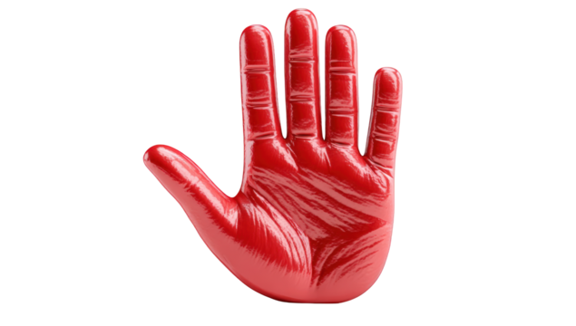 Red hand palm, stop sign