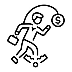 A linear icon showing a money trap