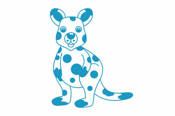 Obraz premium Cute Blue Spotted Kangaroo Outline on White Background Animal