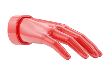 A glossy, red hand outstretched