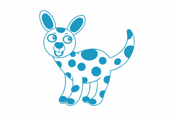 Cartoon Dog, Blue Outline with Spots on White Background Cute Pet Design