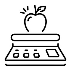 A linear icon showing a digital scale machine