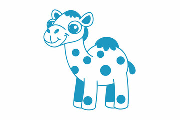 Cute Cartoon Camel with Polka Dots on White Background