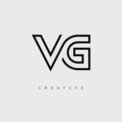 VG Creative Letter Logo &ndash; Minimal Line Monogram in Black Outline for Modern Branding Identity Design.