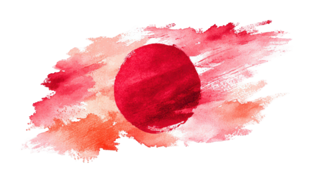 Abstract watercolor depiction of the Japanese flag