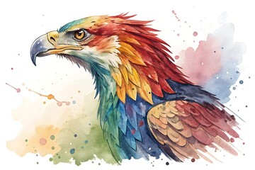 Obraz premium Colorful bird with a red head and blue tail