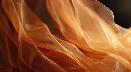 Obraz premium Soft, amber-toned sheer fabric drapes in flowing folds