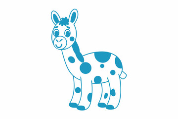 Cartoon Blue Spotted Donkey with White Background Art