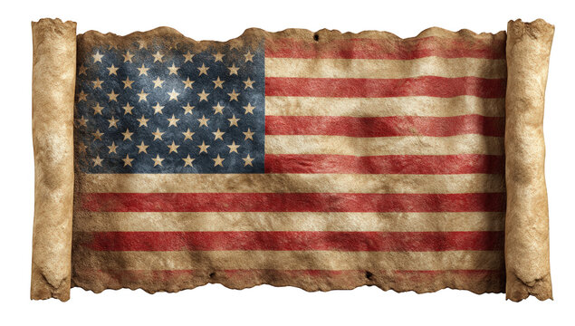Aged American flag on a scroll (2)